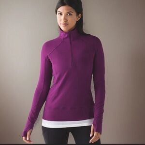 LULULEMON Jacket Womens Size 8 Grape Rush Hour 1/2 Zip Mock Neck Pullover